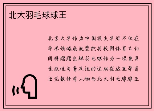 北大羽毛球球王